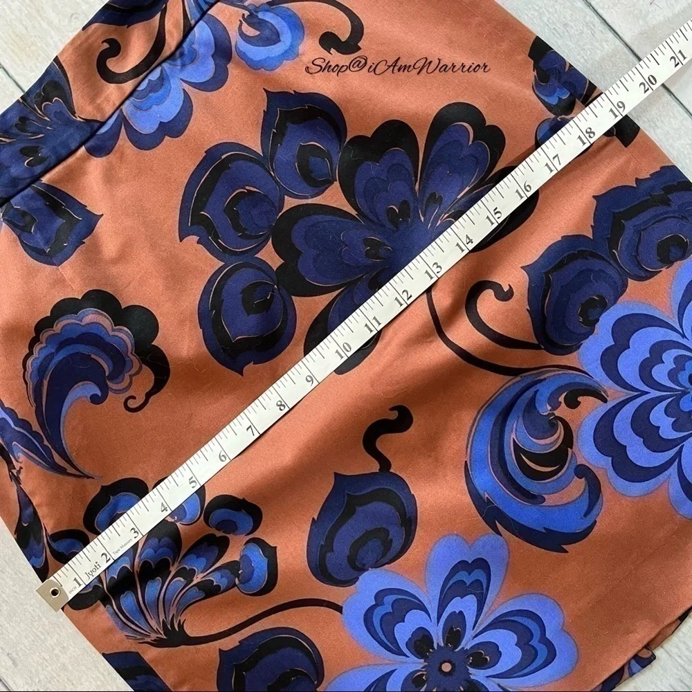 J.Crew brown & sapphire blue floral stretch cotton pencil skirt *shop@iamwarrior